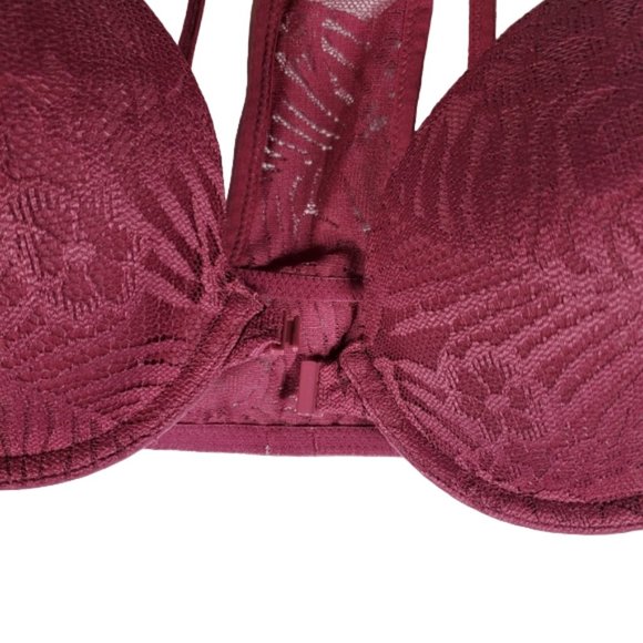 PINK Victoria's Secret Lightly Lined Front Closure Underwire Plunge T-back 32D - Picture 5 of 11